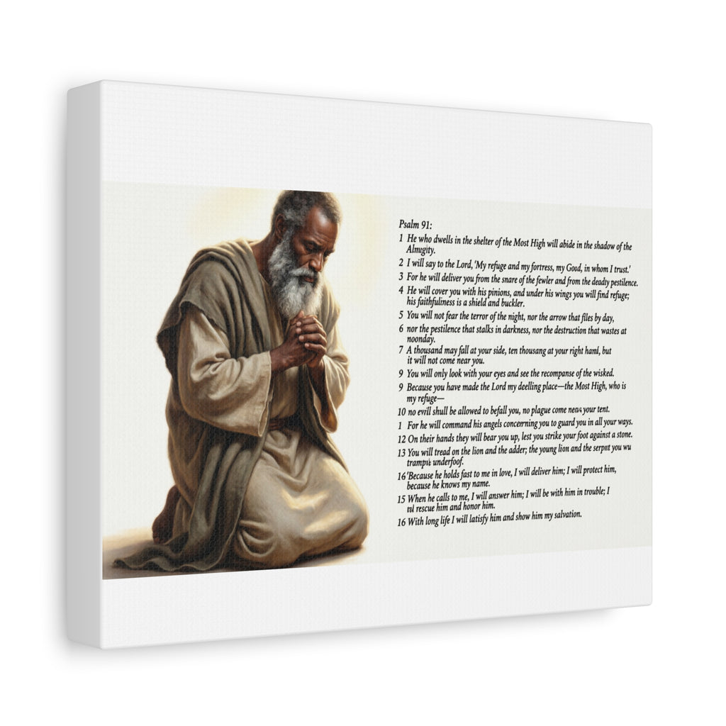 Psalm 91 Prayer Canvas Wall Art – Kneeling Man