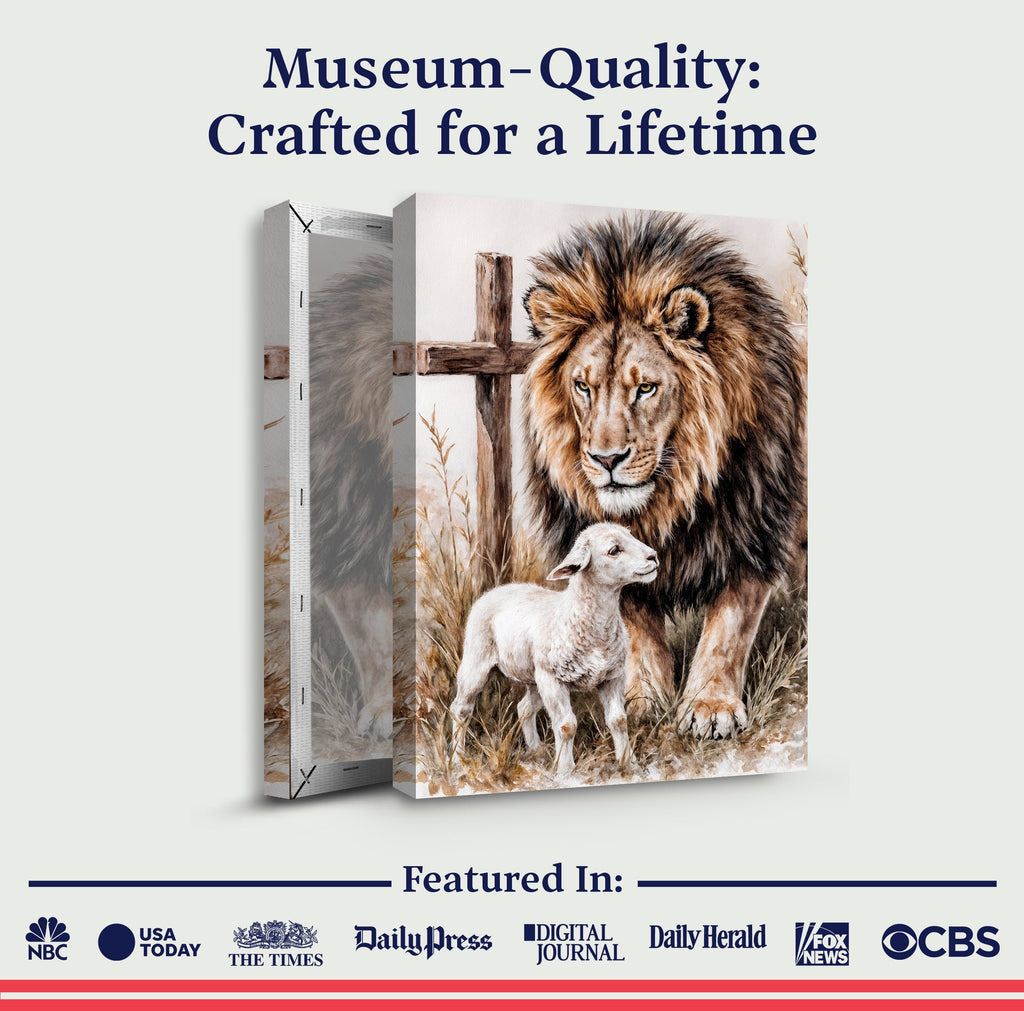 Lion and Sheep Christian Canvas Wall Art