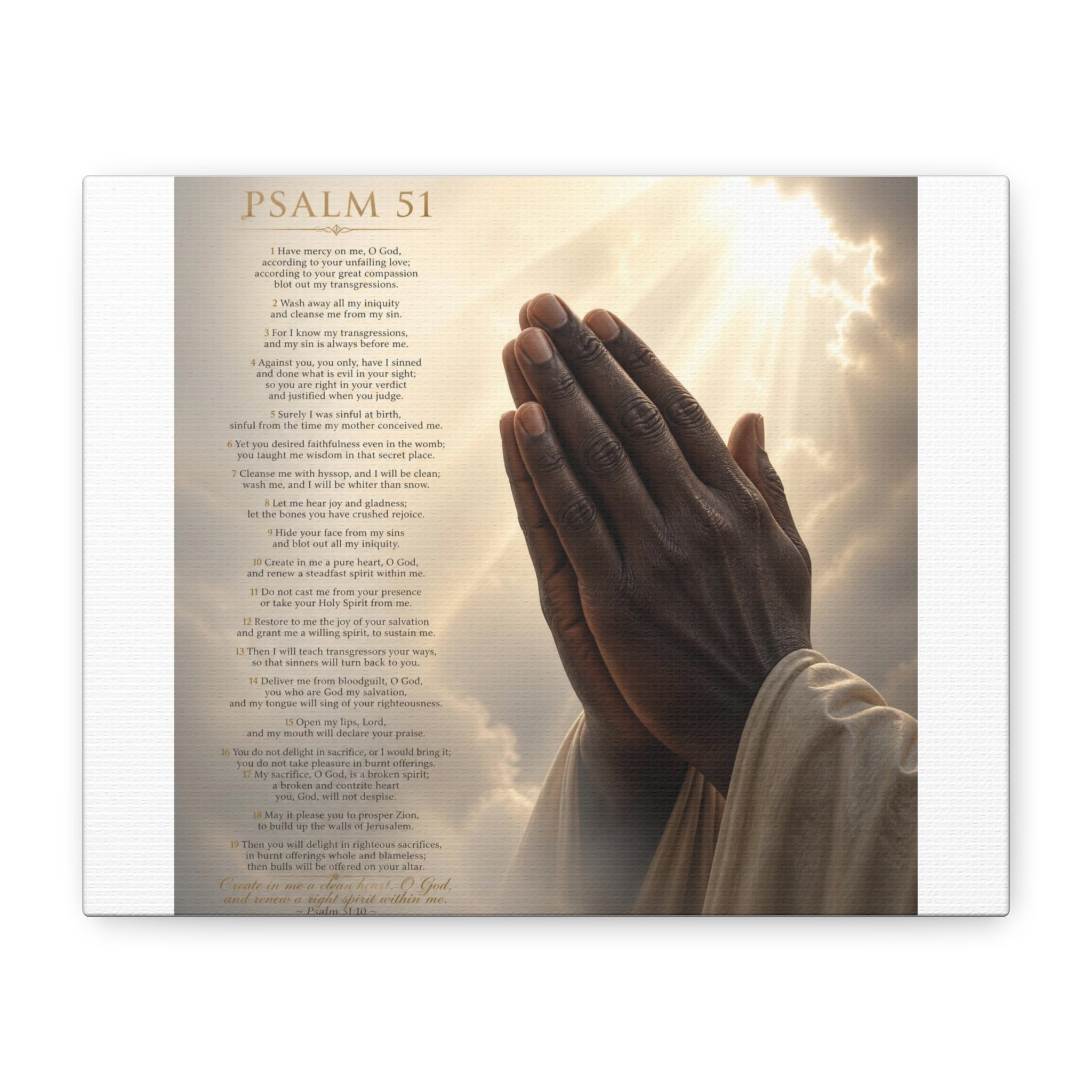 Psalm 51 Prayer Canvas Wall Art