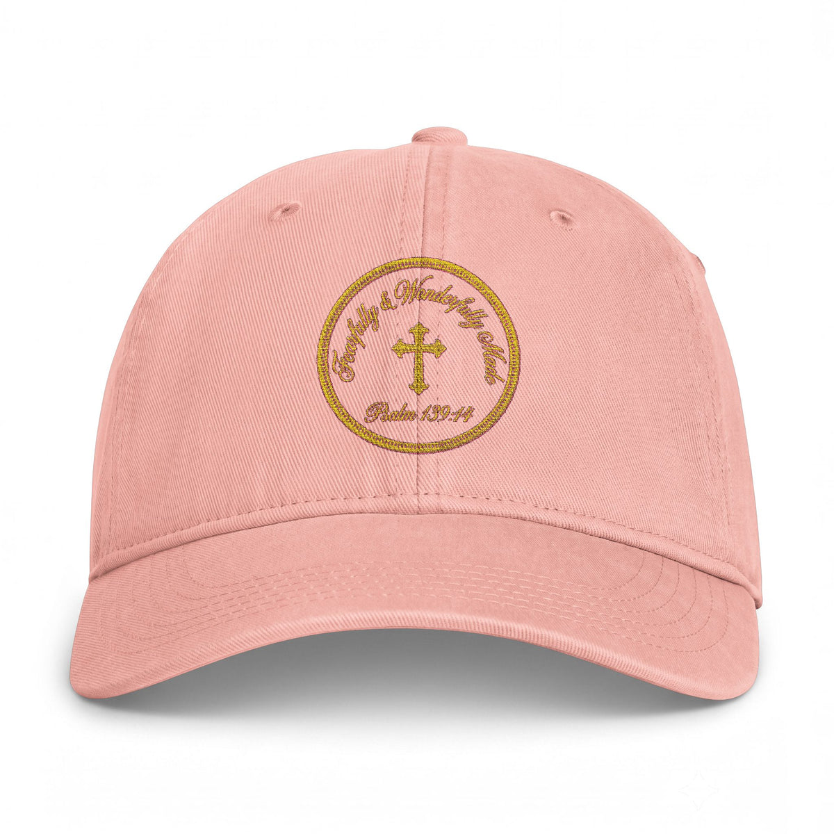 Coastal Cross Washed Cap — Beachy Palm Cross Embroidered Dad Hat