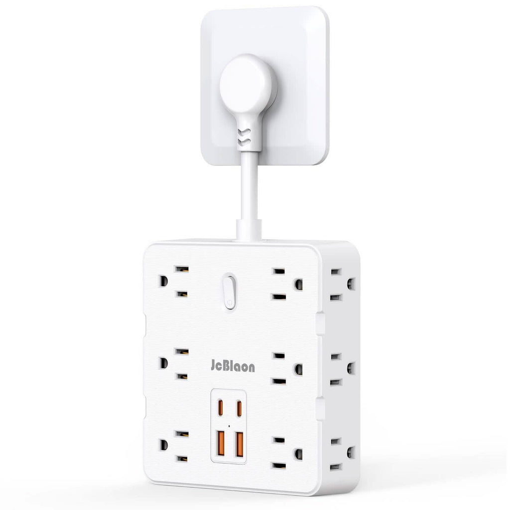 16-in-1 Power Strip (12 AC Outlets & 4 USB Ports) – White
