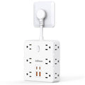 16-in-1 Power Strip (12 AC Outlets & 4 USB Ports) – White