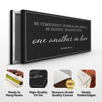 Be Completely Humble and Gentle — Ephesians 4:2 Faith Sign Canvas