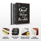 Matthew 19:26 — With God All Things Are Possible Faith Sign Canvas