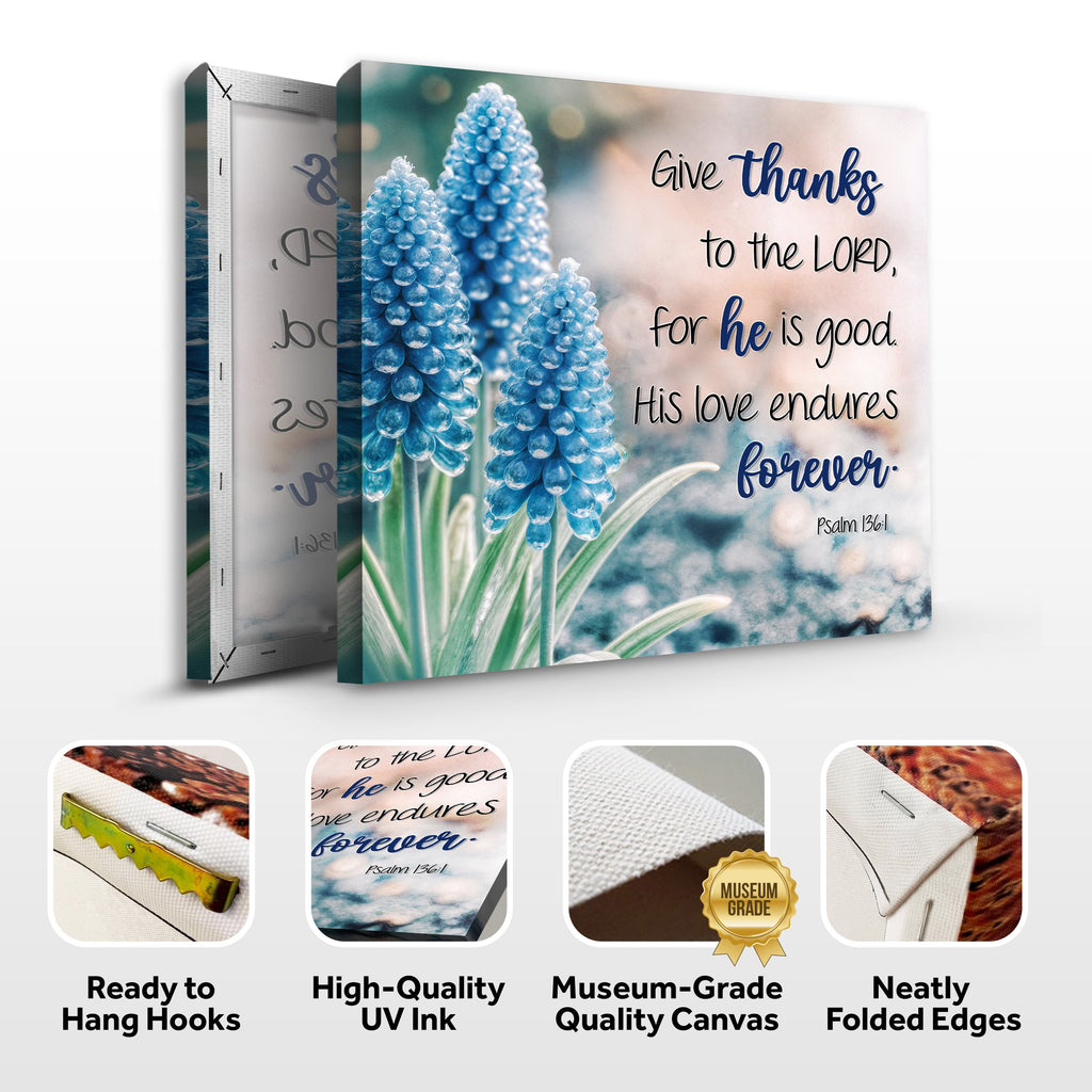 Psalm 136:1 Give Thanks to the Lord Canvas Wall Art