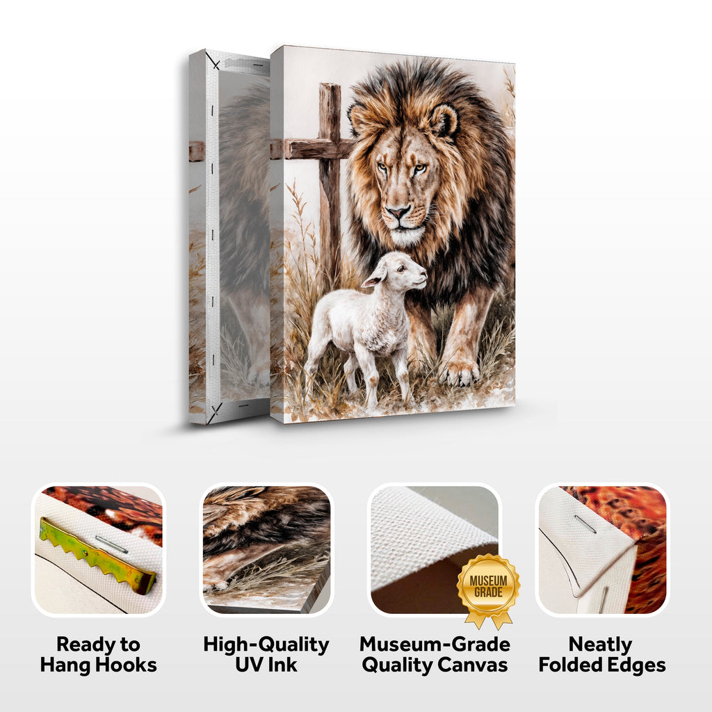 Lion and Sheep Christian Canvas Wall Art
