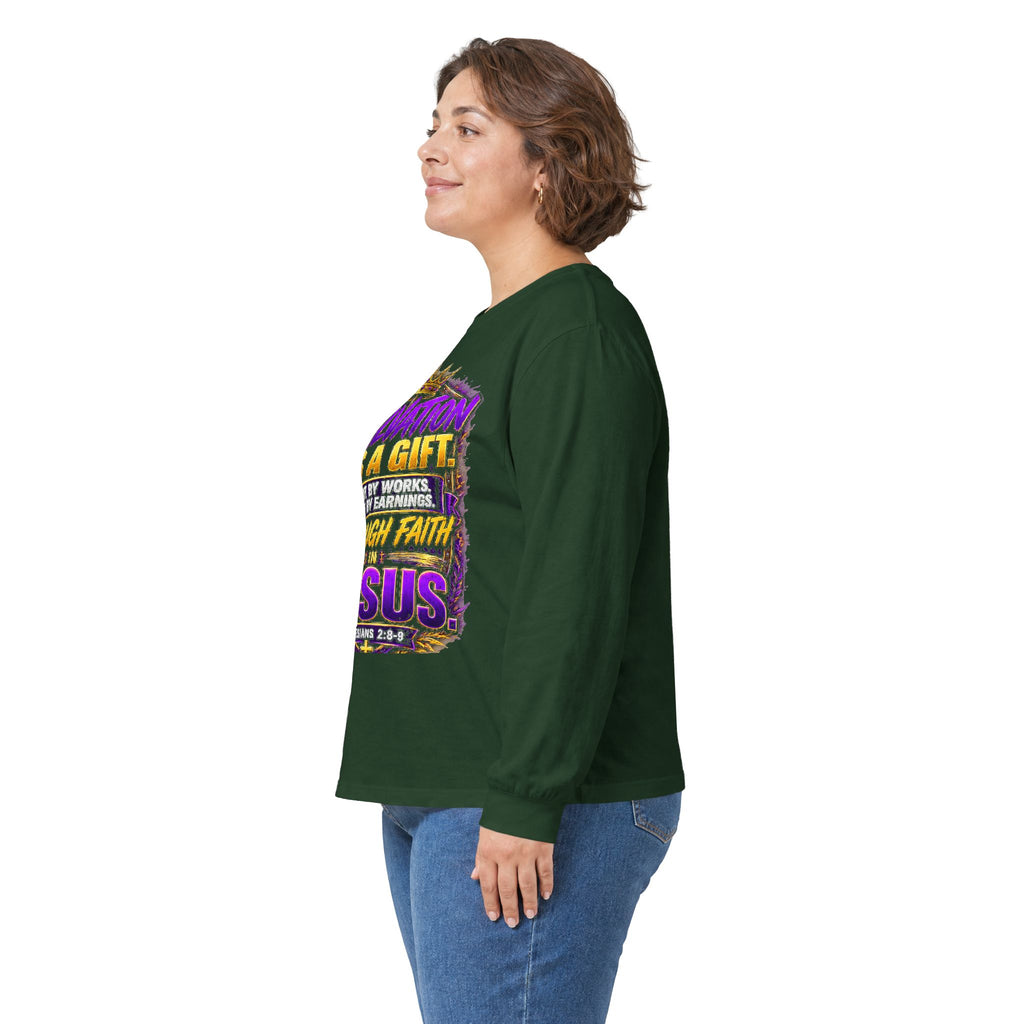 Salvation Is a Gift Through Jesus — Acts 4:12 Long-Sleeve Tee