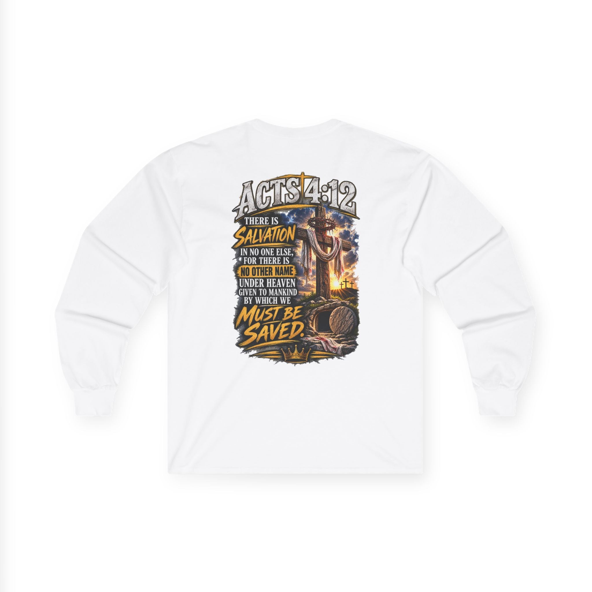 Salvation Is a Gift Through Jesus — Acts 4:12 Long-Sleeve Tee
