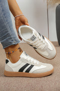White Varsity Color Block Lace-Up Shoes