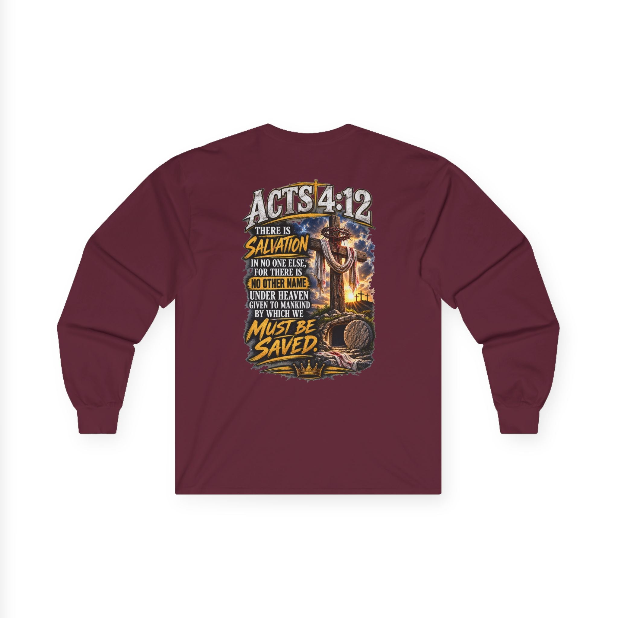 Salvation Is a Gift Through Jesus — Acts 4:12 Long-Sleeve Tee