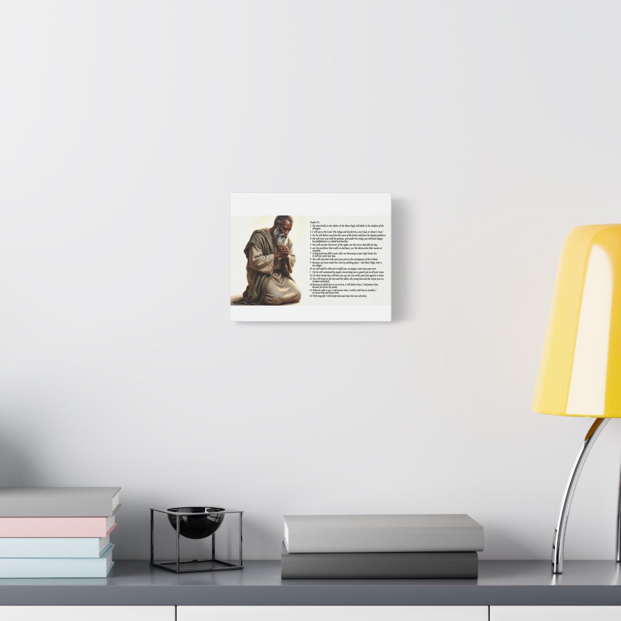 Psalm 91 Prayer Canvas Wall Art – Kneeling Man