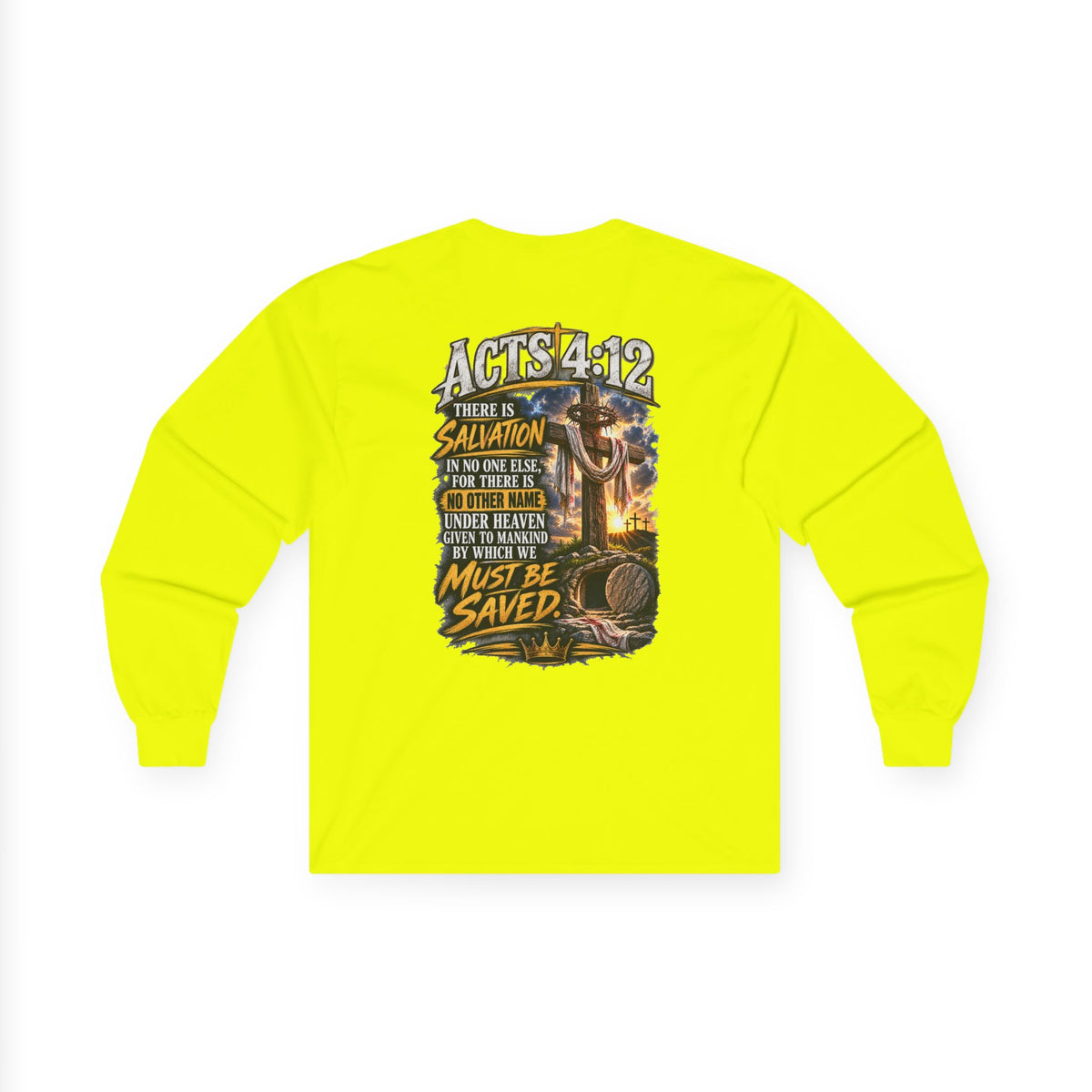 Long Sleeve Tee — "Found" Christian Faith Design (Acts 4:12)
