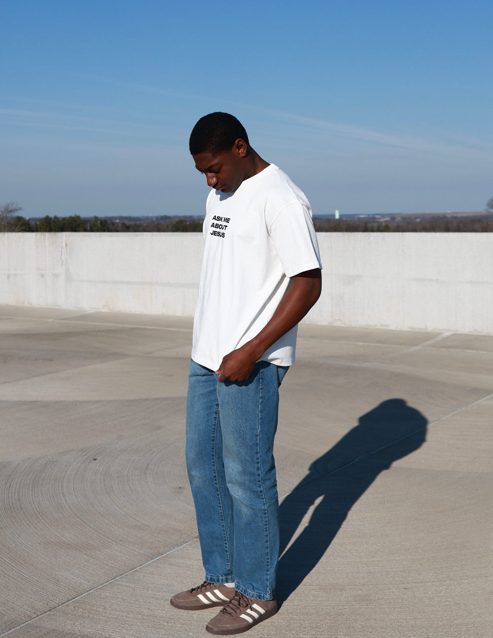 Ask Me About Jesus — 1 Peter 3:15 Heavyweight Tee