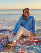 Electric blue Child of God hoodie detail