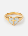 Enamel Heart Cross Ring — Faith & Love