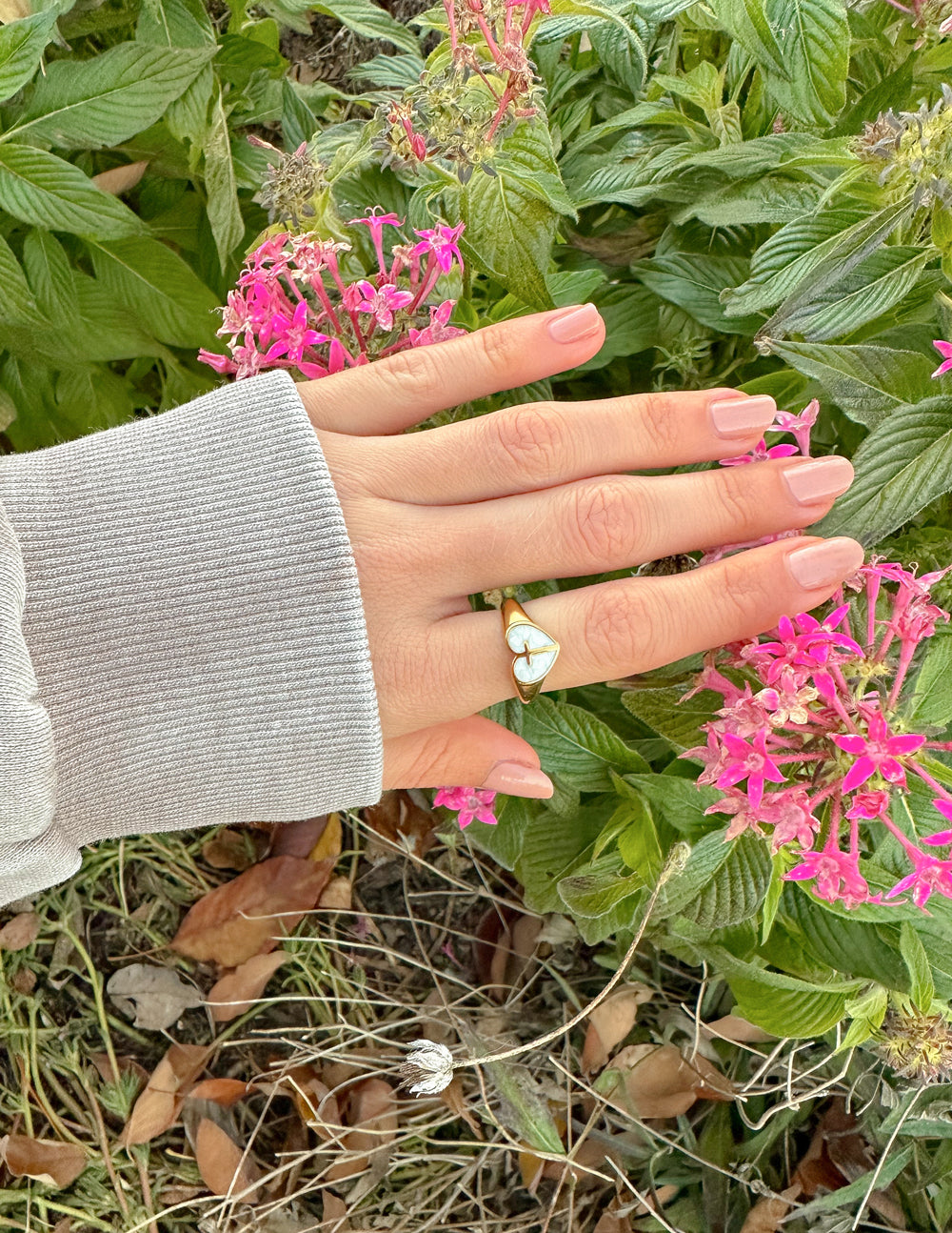 Enamel Heart Cross Ring — Faith & Love