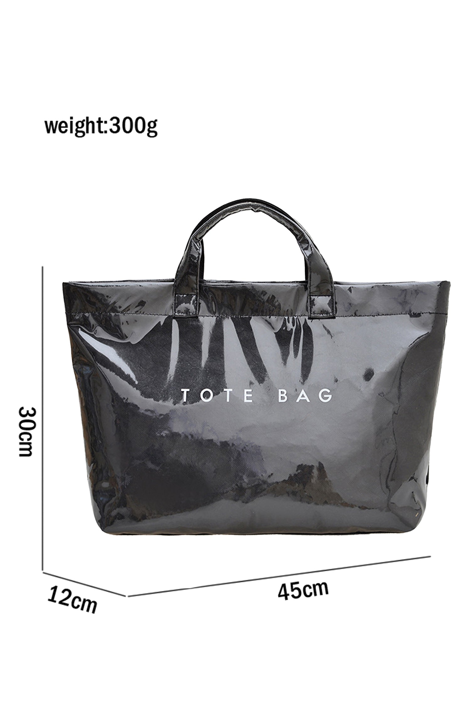 Black Checkered Glossy PU Leather Tote Bag