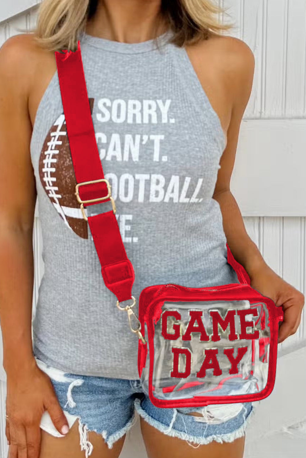 Black Clear PVC Game Day Shoulder Bag
