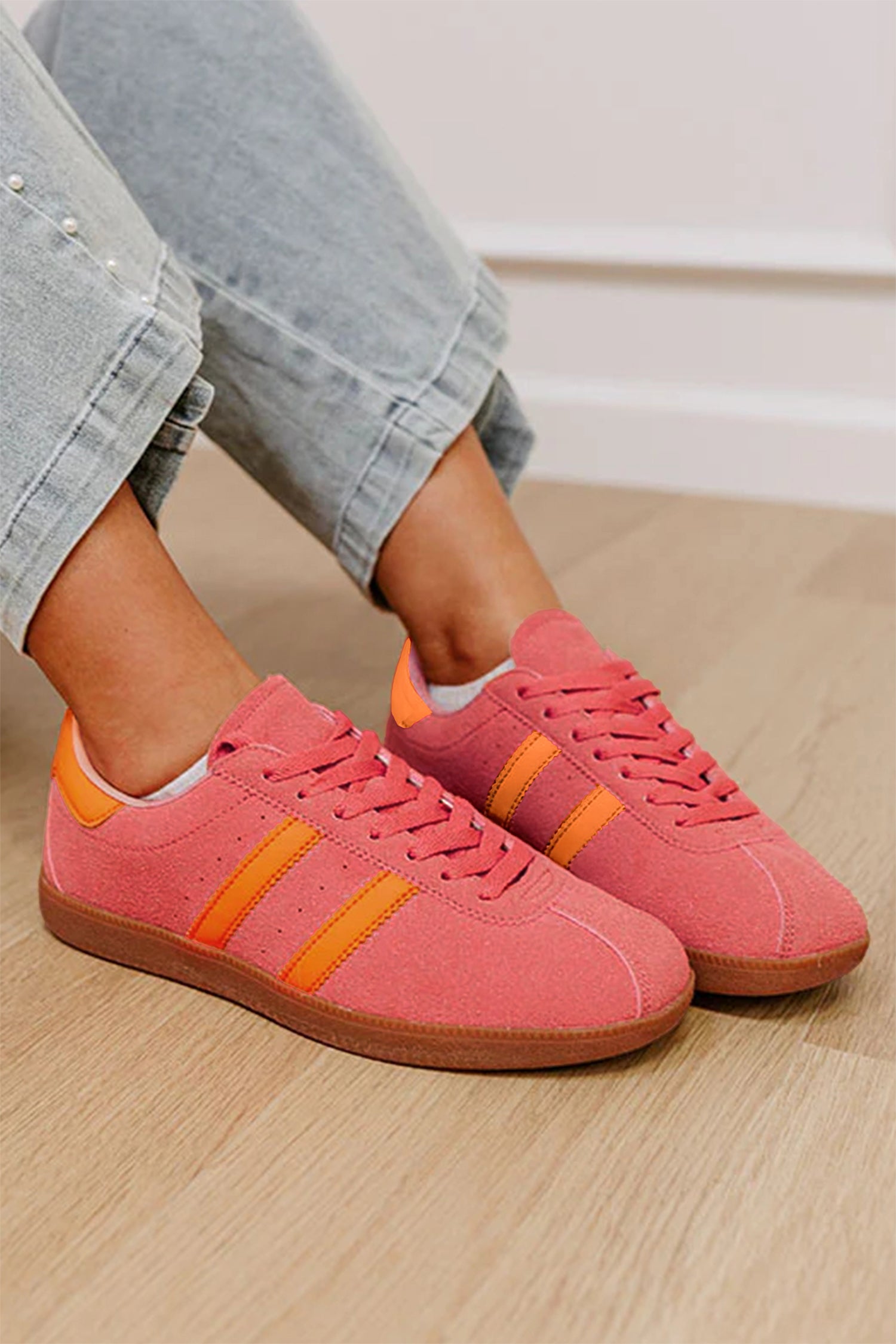 Light Blue Floral Print Lace-Up Flat Shoes