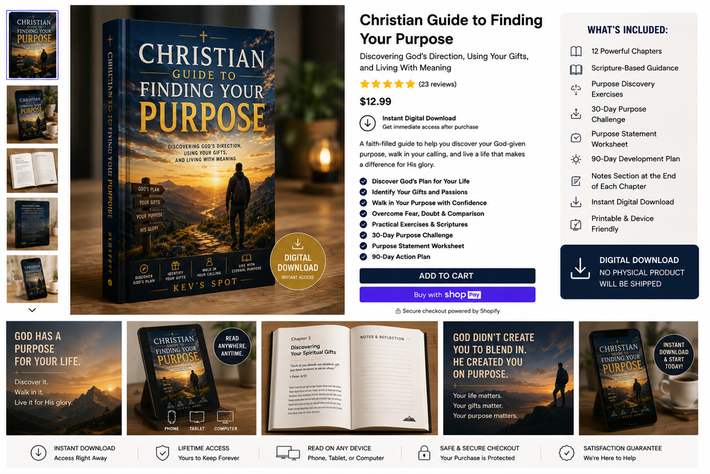 Christian Guide to Finding Your Purpose digital book product mockup