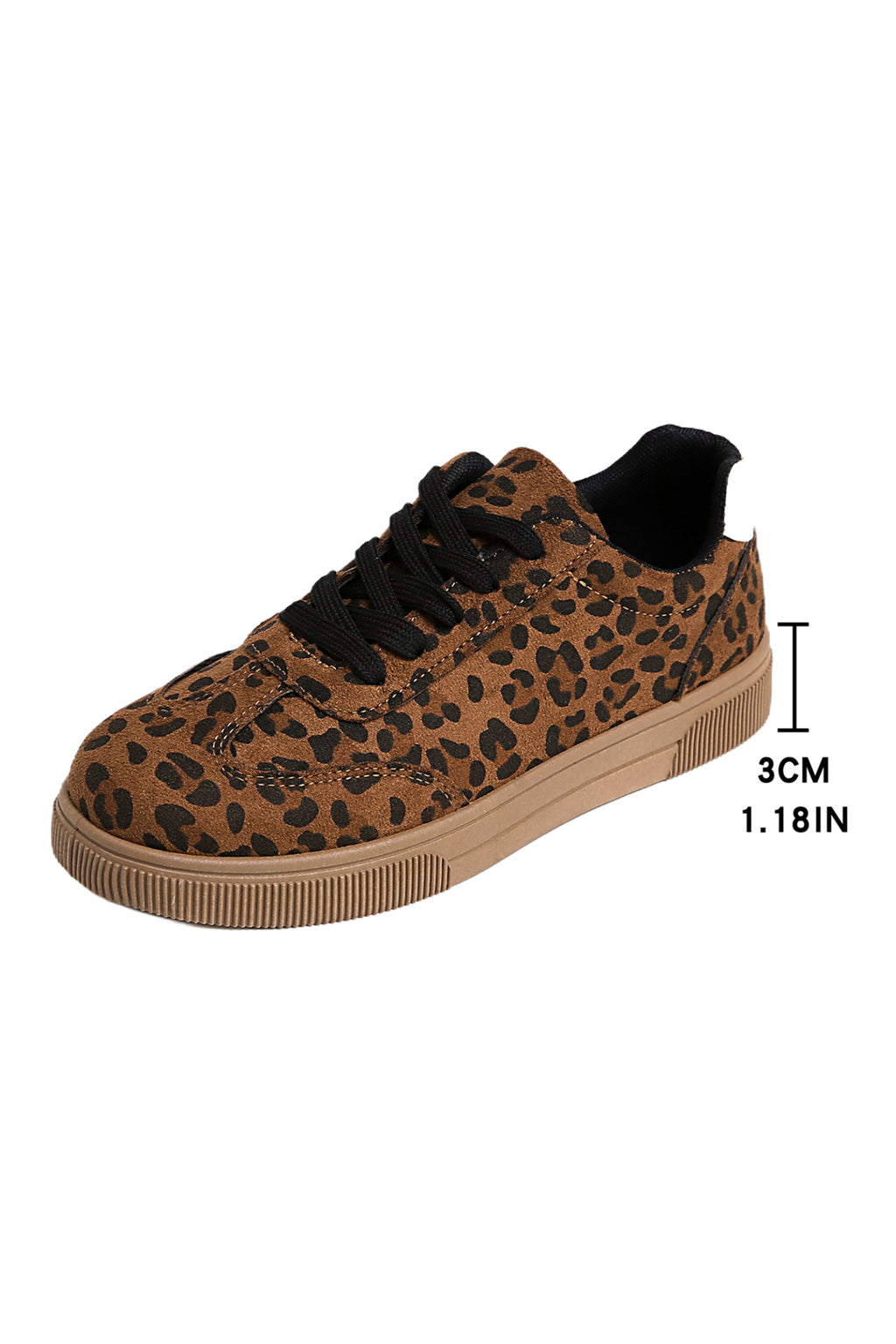 Coffee Leopard Print Contrast Lace-Up Shoes