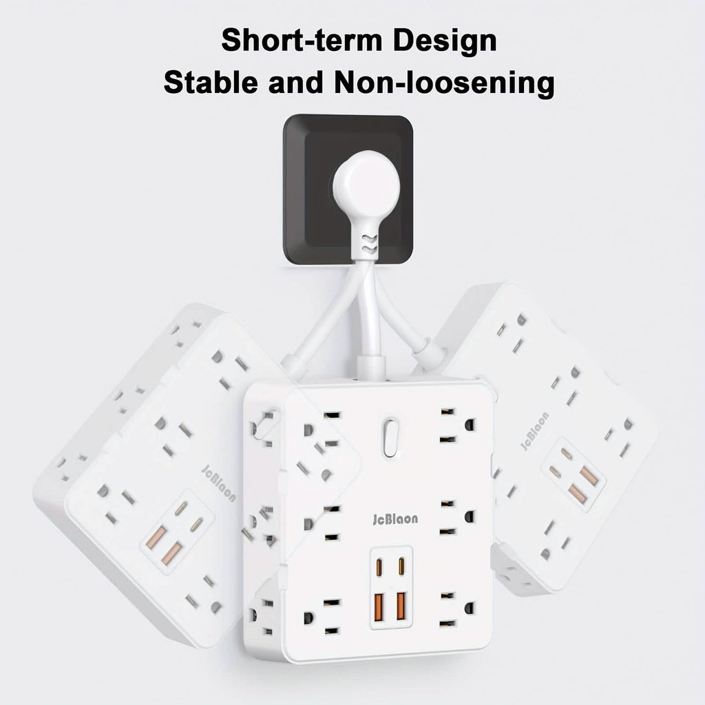16-in-1 Power Strip (12 AC Outlets & 4 USB Ports) – White