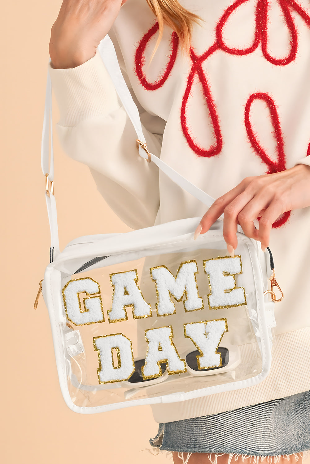 Black Clear PVC Game Day Shoulder Bag