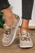 Beige Geometric Slip-On Shoes