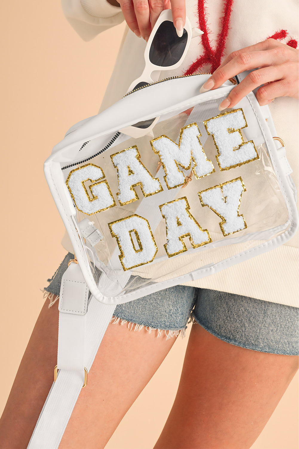 Black Clear PVC Game Day Shoulder Bag