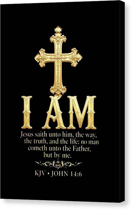 Golden Cross with Biblical Quote — Canvas Print