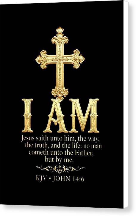Golden Cross with Biblical Quote — Canvas Print
