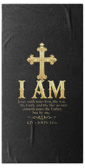 Golden Cross with Biblical Quote — Beach Towel