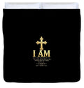 Golden Cross with Biblical Quote — Duvet Cover