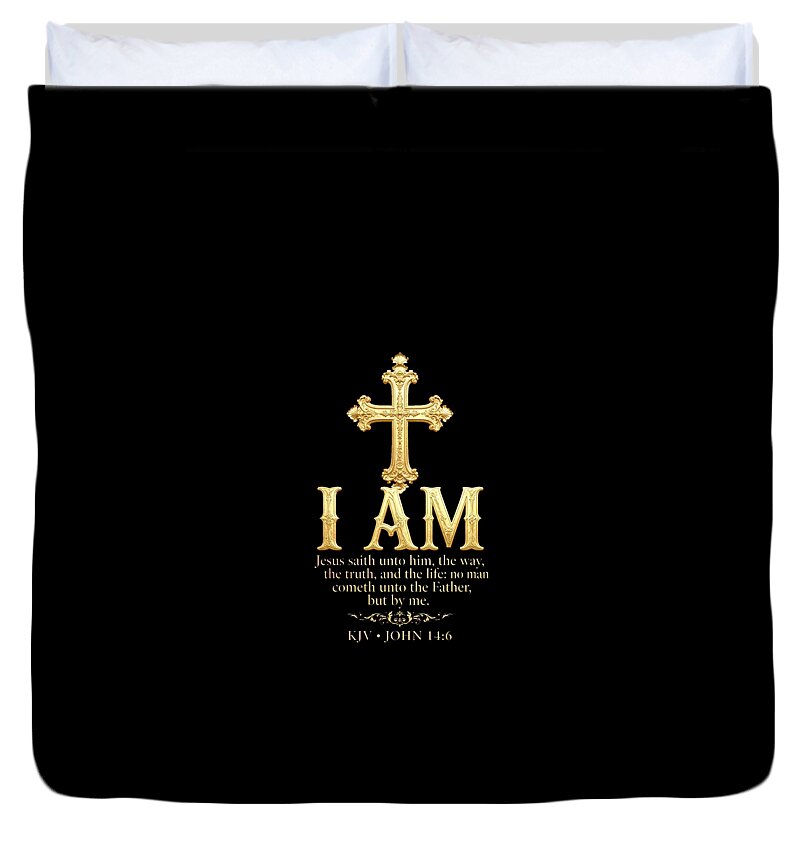 Golden Cross with Biblical Quote — Duvet Cover