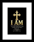 Golden Cross with Biblical Quote — Framed Print