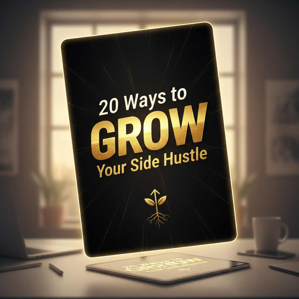 20 Ways to GROW Your Side Hustle ebook cover mockup