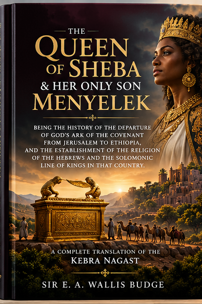 Kebra Nagast Premium Study Edition burgundy cover featuring the Queen of Sheba and Menyelek