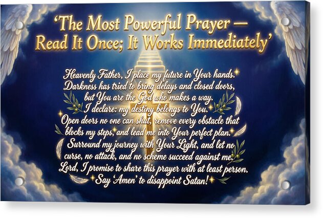 Prayer with Heavenly Imagery — Acrylic Print