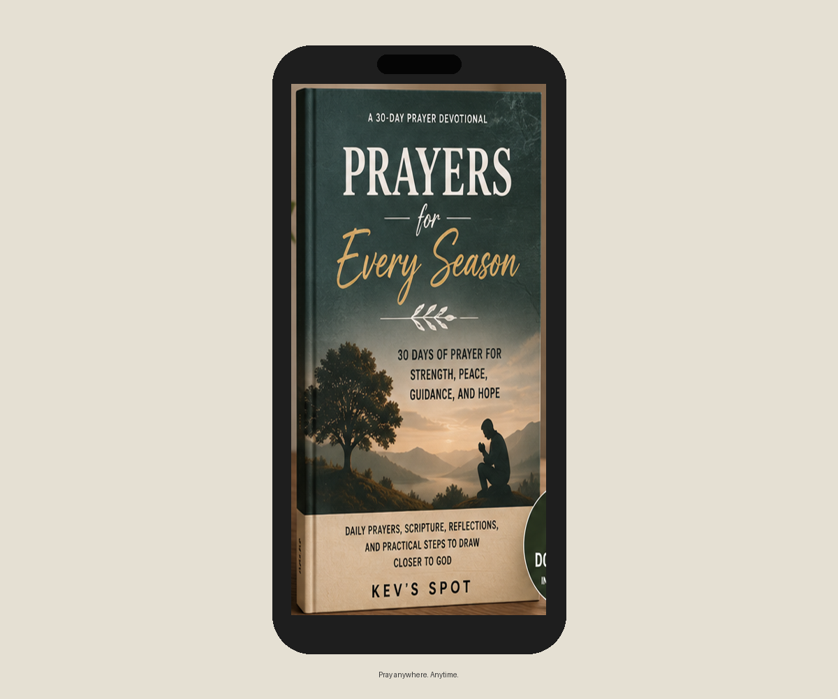 Prayers for Every Season devotional on phone