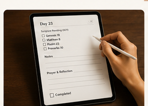 Reese Edition notes and reflection page on tablet