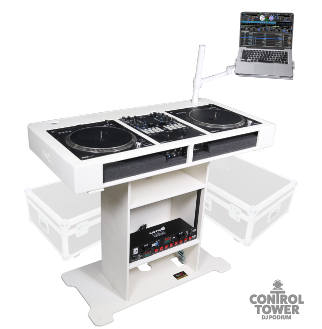 ProX DJ Control Tower with 2 Flight Cases – White