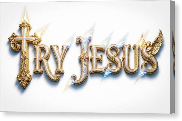 Try Jesus Typography — Stretched Canvas Print