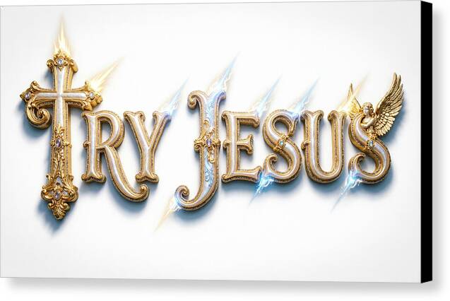 Try Jesus Typography — Stretched Canvas Print