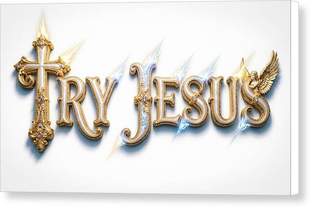 Try Jesus Typography — Stretched Canvas Print