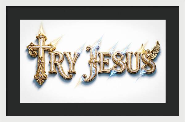 Try Jesus Typography — Framed Print