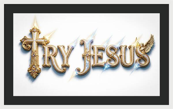 Try Jesus Typography — Framed Print