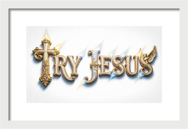 Try Jesus Typography — Framed Print