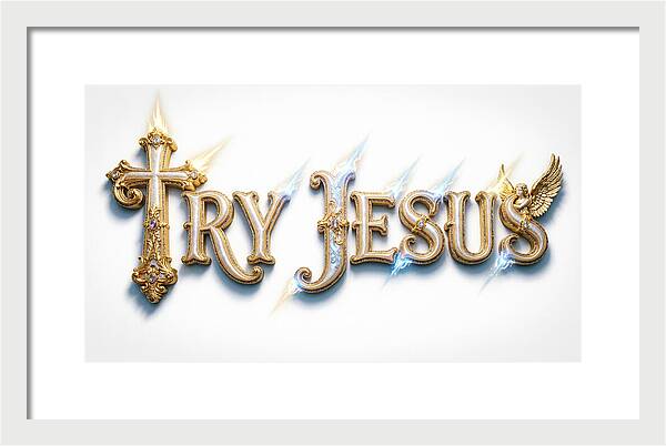 Try Jesus Typography — Framed Print