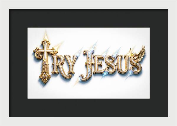 Try Jesus Typography — Framed Print