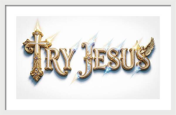 Try Jesus Typography — Framed Print